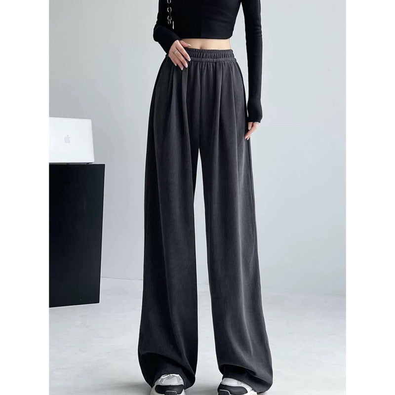 Casual Straight-leg Maillard Brown Wide-leg Pants For Women