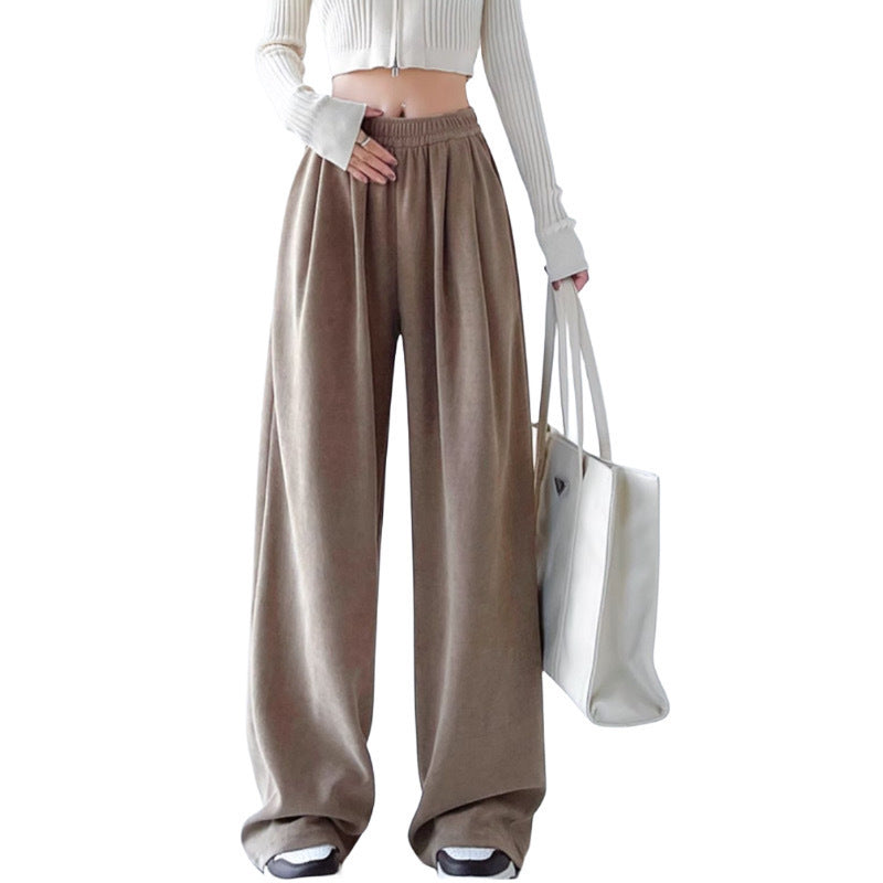 Casual Straight-leg Maillard Brown Wide-leg Pants For Women