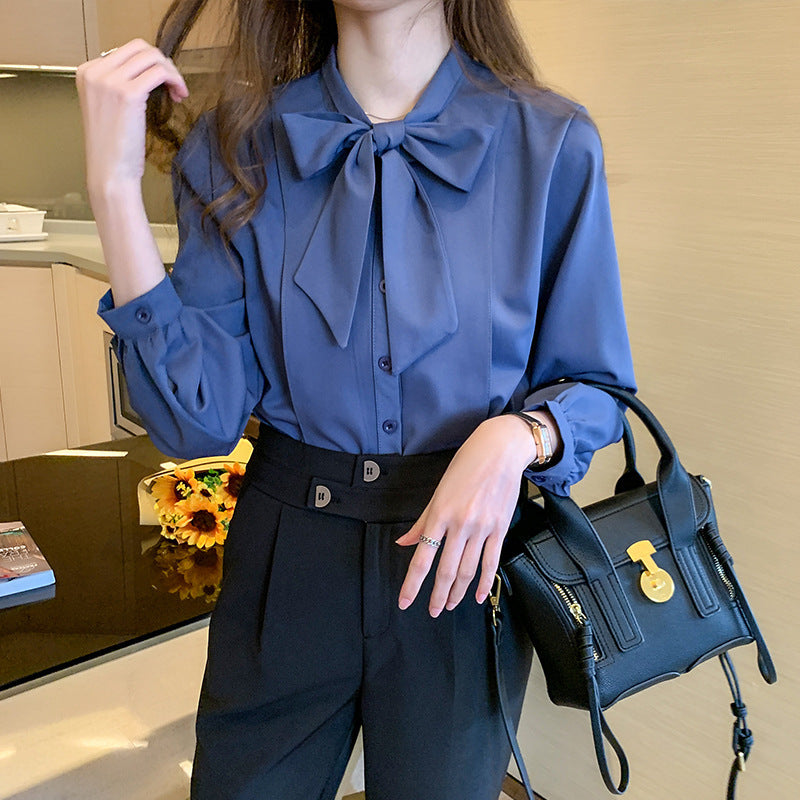 Designed Bowknot Women's Shirt Chiffon Shirt