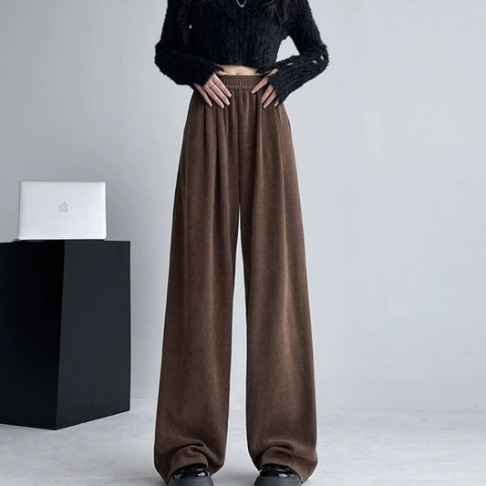 Casual Straight-leg Maillard Brown Wide-leg Pants For Women