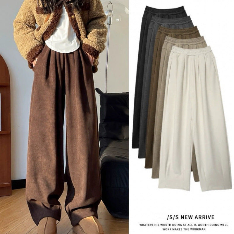 Casual Straight-leg Maillard Brown Wide-leg Pants For Women