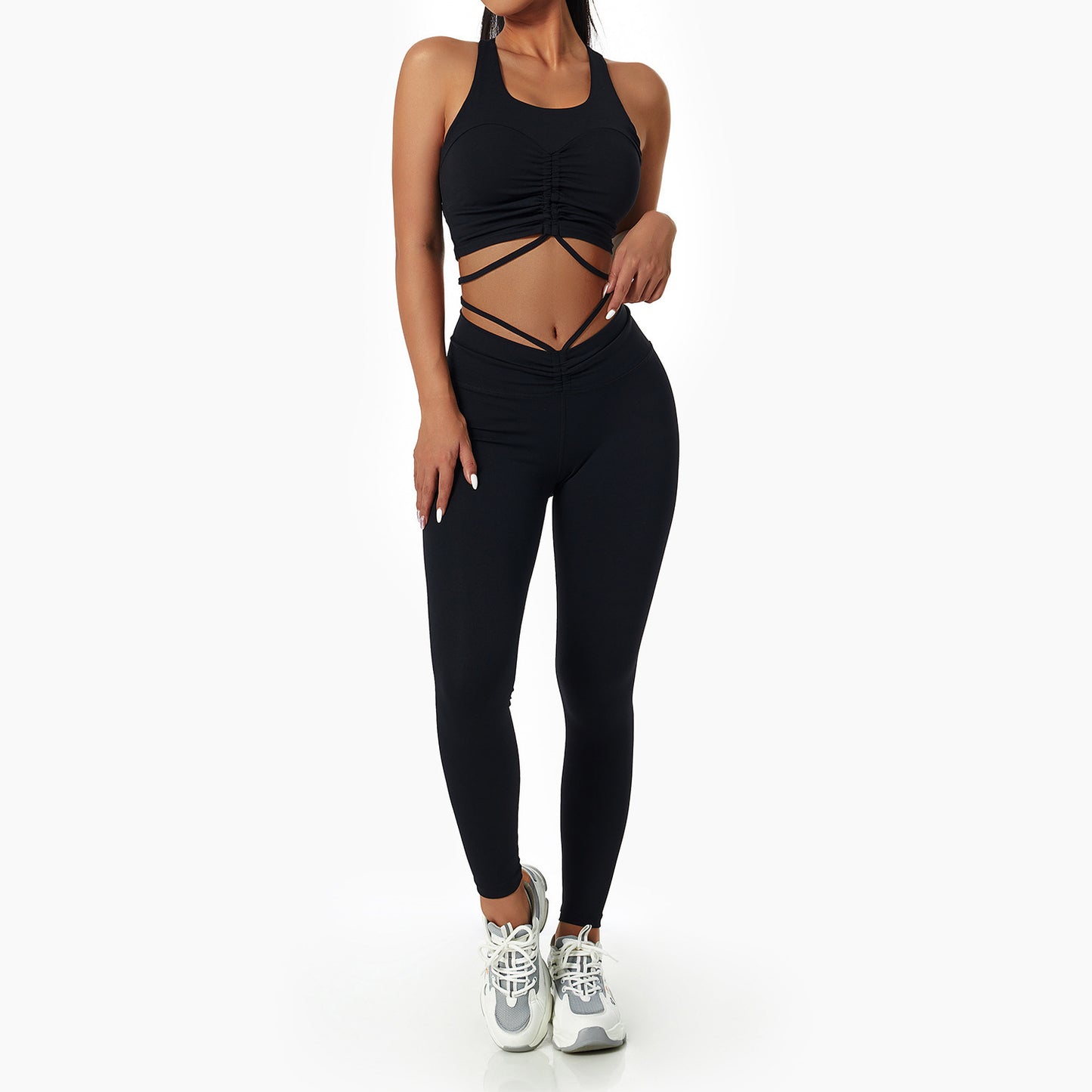 Women's Fashion Gym Drawstring Lapel Sports Fitness Clothes