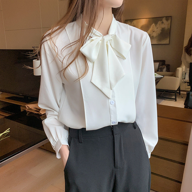 Designed Bowknot Women's Shirt Chiffon Shirt