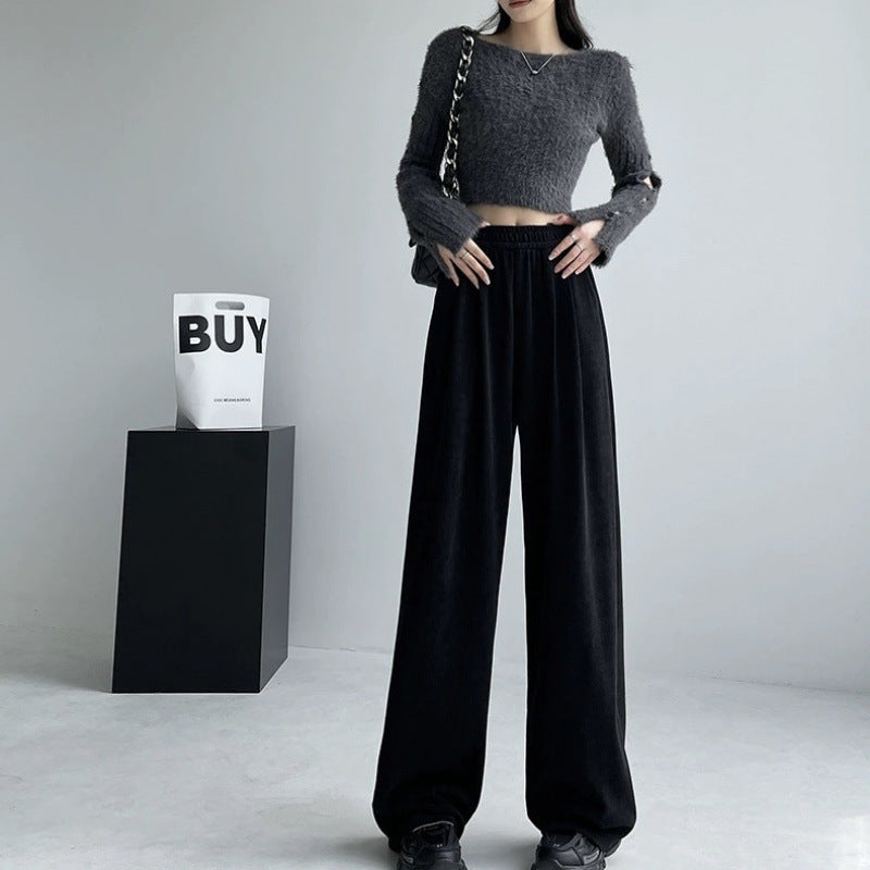 Casual Straight-leg Maillard Brown Wide-leg Pants For Women