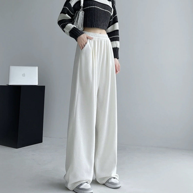 Casual Straight-leg Maillard Brown Wide-leg Pants For Women