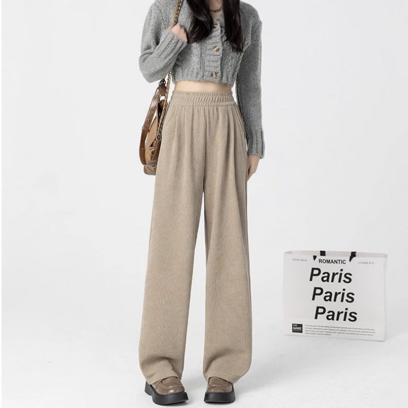 Casual Straight-leg Maillard Brown Wide-leg Pants For Women