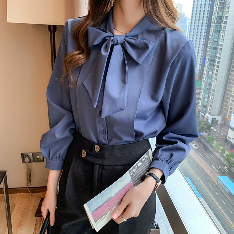 Designed Bowknot Women's Shirt Chiffon Shirt